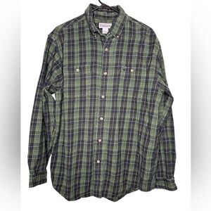 Carhartt Mens Flannel Shirt Green & Navy Plaid Size LARGE